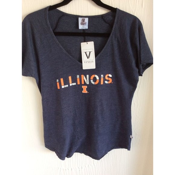 NWT University Of Illinois, Venley Tee Shirt, Size S, Vee Neck - Picture 1 of 8